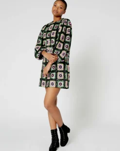 Robe courte Crochet Paillette noire