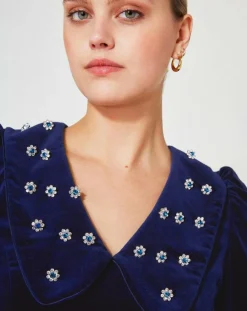 Robe courte en Velours Princesse encre