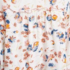 Robe courte Pénélope imprimé floral à volant écru/multicolore