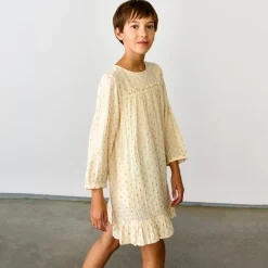 Robe courte Pénélope motif vichy à volant jaune