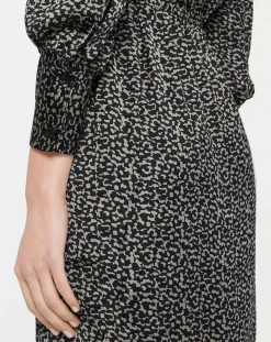 Robe courte portefeuille Carlotta imprimé fantaisie noir/écru