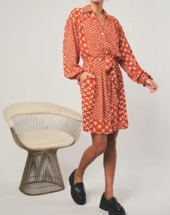 Robe courte Sonia à motifs orange