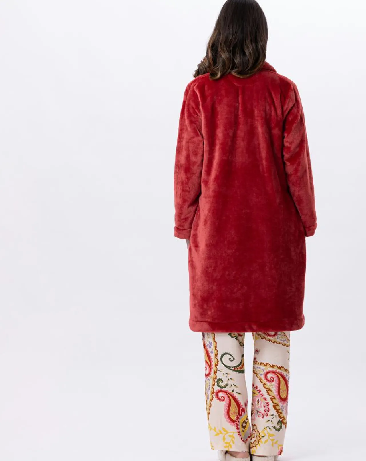 Robe de chambre en peluche flanelle Essentiel tomette