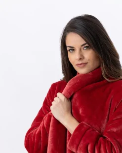 Robe de chambre en peluche flanelle Essentiel tomette