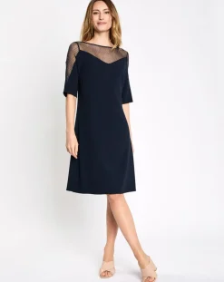 Robe de céremonie v lurex bi matière bleu marine