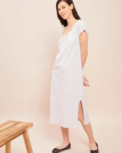 Robe de nuit longue Smoothie gris chiné/blanc