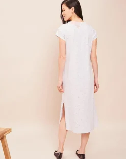 Robe de nuit longue Smoothie gris chiné/blanc
