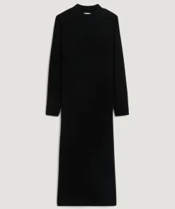 Robe droite Johanna en laine col montant noir