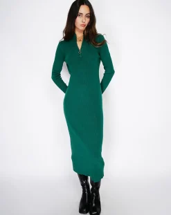 Robe en Cachemire mélangé Eliane vert amazone