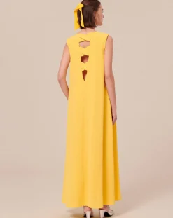 Robe en crêpe jaune