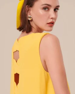 Robe en crêpe jaune