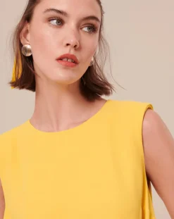 Robe en crêpe jaune