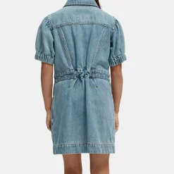 Robe en Jean courte en Toile de coton mélangé bleue