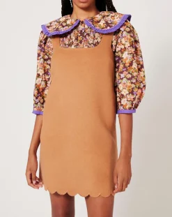 Robe en Laine mélangée Gabardine camel