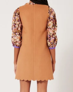 Robe en Laine mélangée Gabardine camel