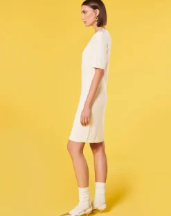 Robe en Laine mélangée irisée ecrue