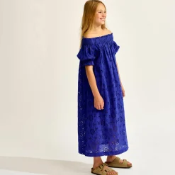 Robe en Popeline brodée Henna bleue