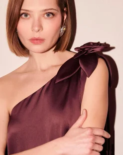 Robe en satin fluide chocolat