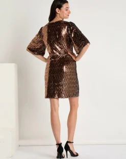 Robe en sequins Louisa café
