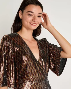 Robe en sequins Louisa café