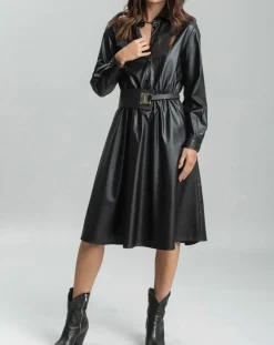 Robe en simili Ivana noire