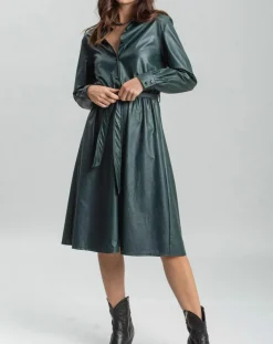 Robe en simili Ivana verte