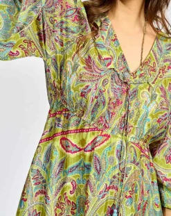 Robe en Soie mélangée Kylan vert/multicolore