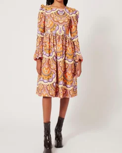 Robe en Velours côtelé Fall imprimée violet/multicolore