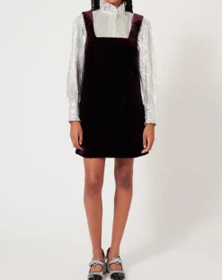 Robe en Velours satiné Princesse cerise noire