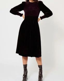 Robe en Velours satiné Princesse cerise noire