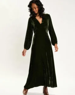 Robe en Velours Solo verte