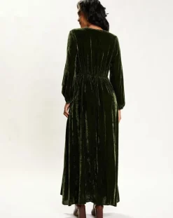 Robe en Velours Solo verte