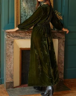 Robe en Velours Solo verte