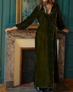 Robe en Velours Solo verte