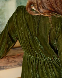 Robe en Velours Solo verte