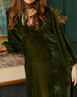 Robe en Velours Solo verte