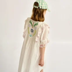 Robe en Voile de Coton brodé Honest blanche