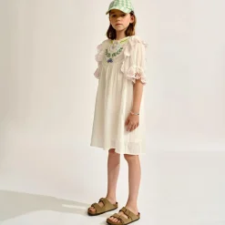 Robe en Voile de Coton brodé Honest blanche