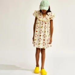 Robe en Voile de Coton Hippie imprimée blanc/multicolore