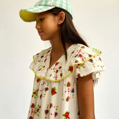 Robe en Voile de Coton Hippie imprimée blanc/multicolore