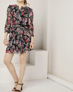 Robe en voile Los Angeles imprimée noir/multicolore