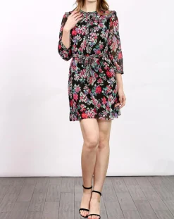 Robe en voile Los Angeles imprimée noir/multicolore