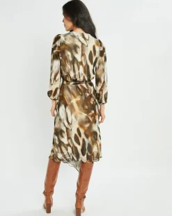 Robe en voile Moon imprimée fumée marron