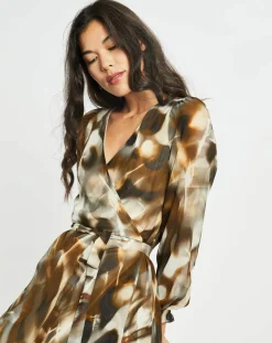 Robe en voile Moon imprimée fumée marron