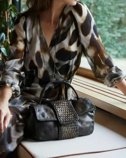 Robe en voile Moon imprimée fumée marron