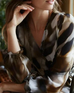 Robe en voile Moon imprimée fumée marron