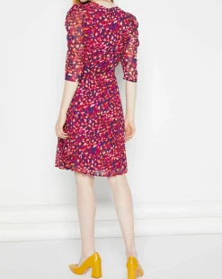 Robe en voile Yana léopard rose/violet