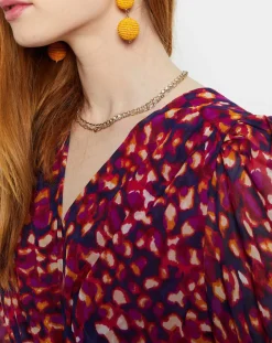 Robe en voile Yana léopard rose/violet