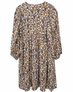 Robe Esmée satinée imprimée beige/bleu