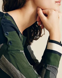 Robe fluide Naima imprimée verte